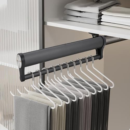 Ausziehbare Kleiderstange für Garderobenschrank, Aluminiumlegierung Robust Verstellbarer Kleiderstange Schrank,Speicherplatz Sparen (Grau, 492mm)