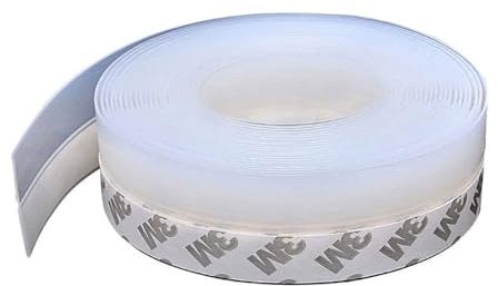 Striscia sigillante autoadesiva per finestre, 10 m, larghezza 35 mm, in silicone, per fessure di vetro, doccia, finestre e porte, resistente alle intemperie, insonorizzante, trasparente