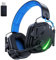 Vakedy Cuffie Gaming Wireless,Cuffie Bluetooth PS5,Cuffie Gaming Wireless PC,con Microfono Cuffie Gaming Bluetooth per PS4,PS5,PC,Nintendo Switch,Mobile, Durata di Oltre 50+ Ore - Nero/Blu