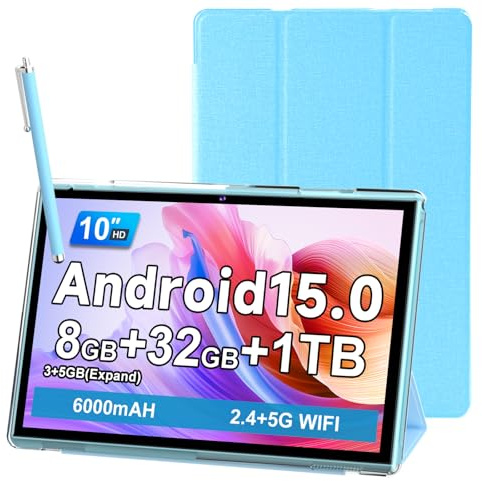 Tablet 10 Inch Tablet, Android 14 Tablets 8GB RAM 64GB ROM 1024GB Expand Tableta 2MP+ 8MP Camera WiFi Tablet Computer 10.1 IN Tablet IPS 10 HD Display 6000mAh Long Battery Life Tabletas (Blue)