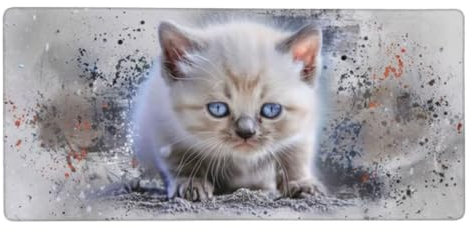 Gaming Tapis de Souris Mignon, Grand Tapis de Souris XXL 1200x600x3mm, Chat Tapis Souris Clavier et Bureau Surface Lisse et Base en Caoutchouc Anti-dérapant Soft Cloth, PC Ordinateur Portable N1-344