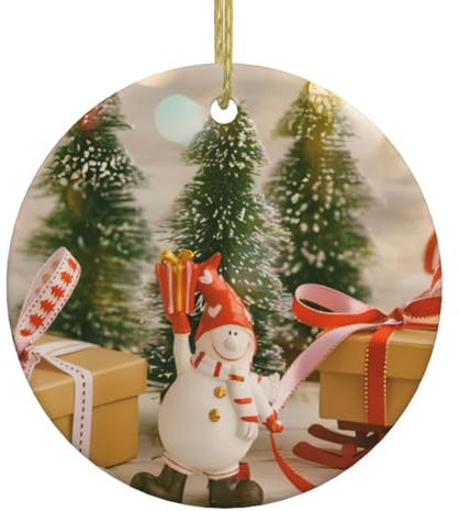 CRJSYCBYB Christbaumkugel mit Sternen, bedruckt, Keramik, zum Aufhängen, Ornament