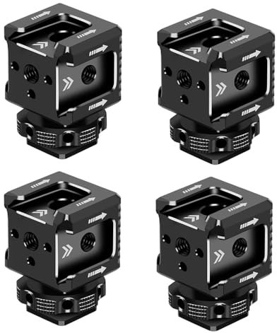 CS PRIORITY Tripla Hot Shoe Mount Adapter Cold Shoe Extension Mount 1/4 ARRI-Standard Hole per Monitor Camera Cage Rig (4 pezzi)