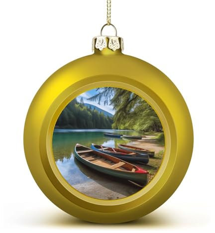 Weihnachtskugel-Ornamente, See mit Booten, Kanus, Park-Druck, dekorative Anhängerkugeln, Weihnachtsbaumkugeln