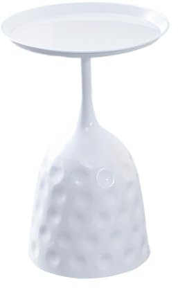 MagiDeal Kleiner Beistelltisch, Getränketisch, runder Säulentisch aus Metall, modern, für Zuhause, Büro, Terrasse, Schlafzimmer, Weiß