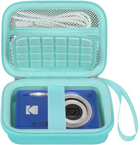 Elonbo Camera Carrying Case for Kodak PIXPRO FZ55 / FZ53 / FZ45 / FZ43 16MP Digital Camera, Vlogging Camera Storage Holder Trave Bag, Mesh Bag Fits Batteries, Cable, Memory Card, Green