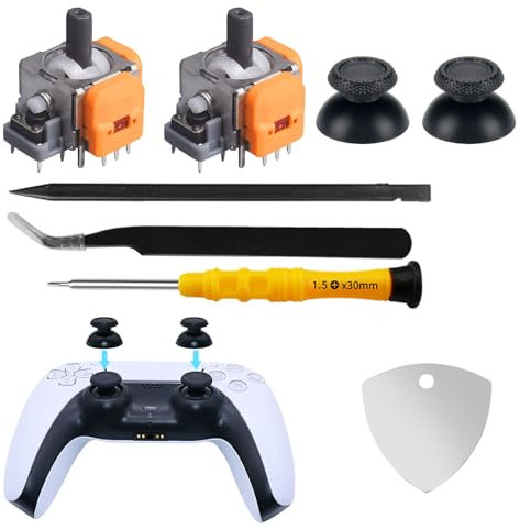 2 Pcs Hall Effect Joystick Compatible with Lay Station 5 PS5 Controller, PS5 Controller Repair Kit with 2 Pcs Thumb Caps, PS5 Joystick Replacement 3D Analog Sensor Stick for PS5 with Disassembly Tools