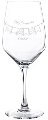 PROMO SHOP - Copas de Vino Personalizadas con Nombre, Grabado a Láser, Copa de Cristal Grabada, Regalo para Parejas, San Valentín (Feliz Cumpleaños, 1 Unidad (Paquete de 1))
