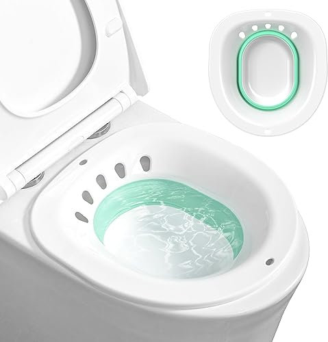 Faltbares Sitzbad für die Toilette, Bidet Einsatz für Toilette, Tragbares Sitzbadewanne für Hämorrhoidenbehandlung, Wochenbettpflege, Schwangere und ältere Menschen (Dunkelgrün)