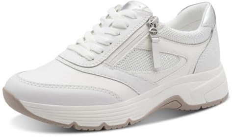 Tamaris Damen Wide FIT Sneaker aus Leder Hallux-Friendly, White, 37