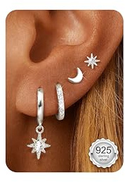 Dochais Ohrringe Silber 925 Stecker für Damen 14K Gold Tone farben VerGold Toneet Ohrstecker Creolen Ohrringe Set Hypoallergen Ohrring Piercing Ohr Schmuck Gold Tone farben VerGold Toneet