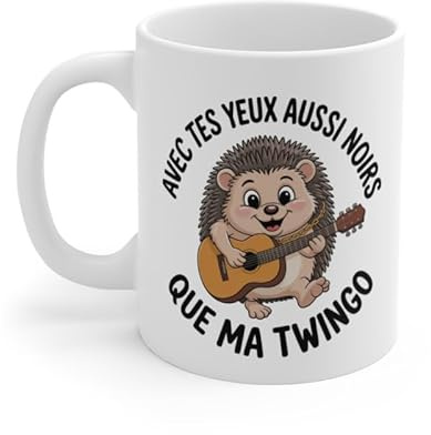 Teecustom Tasse Hérisson Musicien 325ml – Mug Humour Français Twingo JuL – Cadeau Original Amis Collègues Céramique