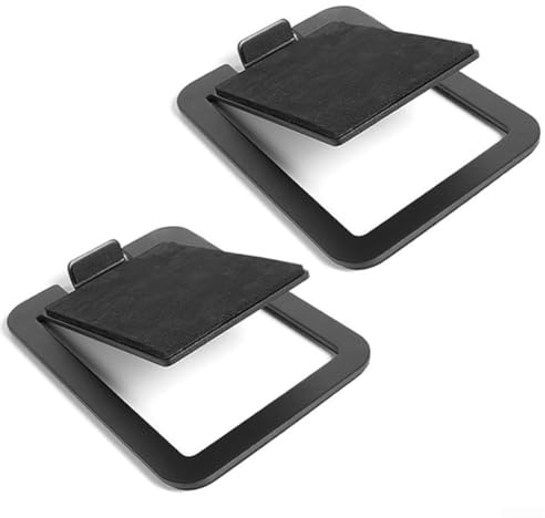 2pcs Desktop Speaker Stands, 16° Tilt Metal-Studio Monitor Risers with EVA Pads for Reduced Vibration, Fits Small Bookshelf or Laptop Speakers up to 5.5 Inches Wide and 7 Inches Deep, Black