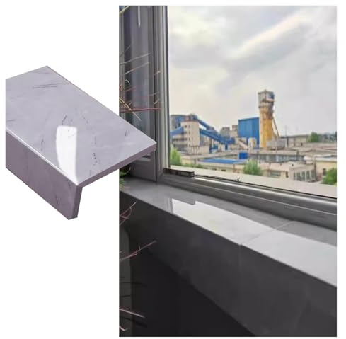 Fensterbank Verkleidung, Fensterbankabdeckung, Fensterbank-Abdeckleiste in Hellgrau mit Fliesenoptik, for Fenster-/Türrahmen/Treppen(Style1,4x36in (10x91.5cm))