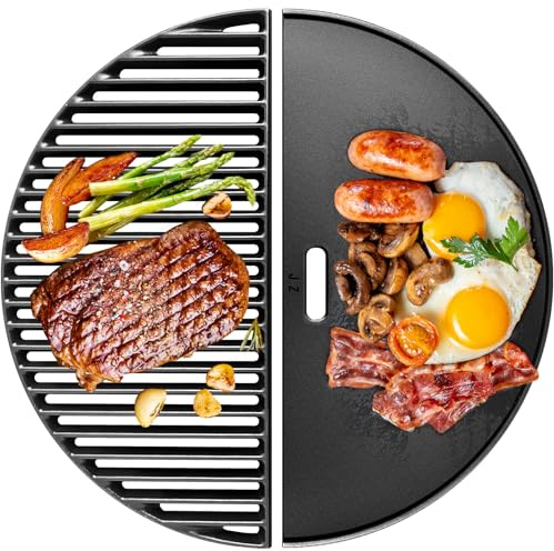GasSaf Griglia di cottura a mezza luna da 45,7 cm per Kamado Joe Classic I, II, III, grande uovo verde grande, griglia reversibile a mezza luna per Vision Grill B-11N1A1-Y2A, VGKSS-CC2, griglia