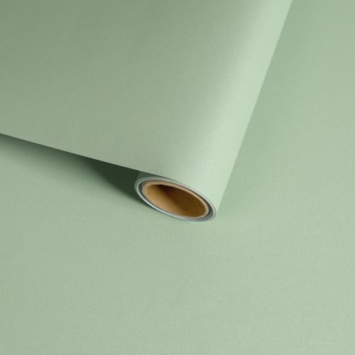 VaryFloral Mint Green Self Adhesive Wallpaper 30cmx300cm Light Green Sticky Back Plastic Waterproof Removable Contact Paper Modern Plain Wallpaper Vinyl Wrap for Furniture Worktop Vinyl Covering