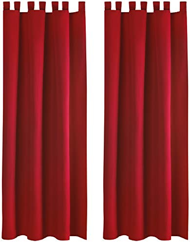 Bestlivings Blickdichte Gardine im 2er Pack mit Schlaufen (140x145 cm/Rot), in vielen Farben