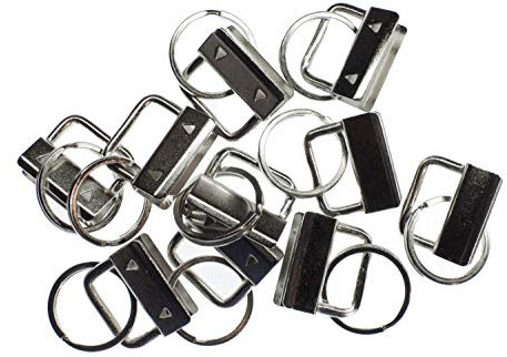 Miniblings 10x Klemmschließen Anhänger mit Schlüsselring 32mm - Schlüsselband Rohlinge zum DIY Schlüsselanhänger selber Machen I 25mm breites Gurtband Klemmschließe