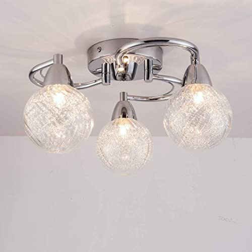 AUROLITE AL1033 BOLLA 3xG9 LED Semi Flush Ceiling Light, Polished Chrome Finish, 12W, Warm White (3000K), Ideal for Living Room, Bedroom, Kitchen, and Hallway