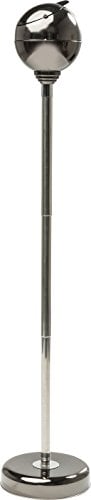 Kare Design Standascher Spheric, Metalic Schwarz, Aschenbecher, Runder Klappdeckel, Windgeschützt, für Balkon ,Höhenverstellbar, Terasse, Stahl Gestell, 72x13x13 cm (H/B/T)