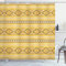 ABAKUHAUS Aztec Duschvorhang, Tribal Timeless, Stoffliches Gewebe Badezimmerdekorationsset mit Haken, 175 x 200 cm, Gelb Blush Brown