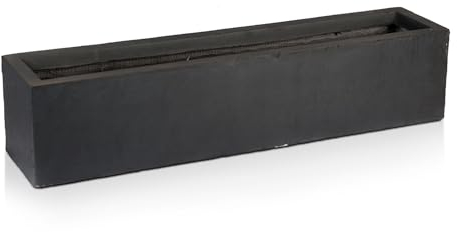 IDEALIST 80cm Planter | Dark Grey Reinforced Stone Outdoor Window Box | Windowsill Planter with Drainage Holes L80 W17 H17.5 cm, 24 litres