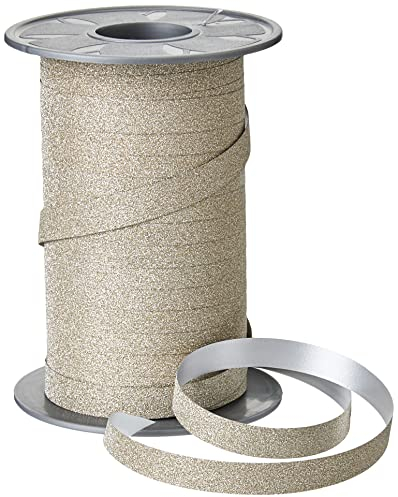 PRÄSENT 18509-107 POLY GLITTER Ringelband sandstein, 100 m leicht kräuselndes Geschenkband, Breite, Dekoband zum Basteln & Einpacken von Geschenken, für festliche Anlässe, 100-m-Spule 10 mm