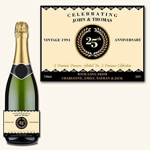 Affiche Prints L179 Personalised Fancy Unique Golden Wedding Anniversary Celebration Custom Prosecco/Champagne Bottle Label