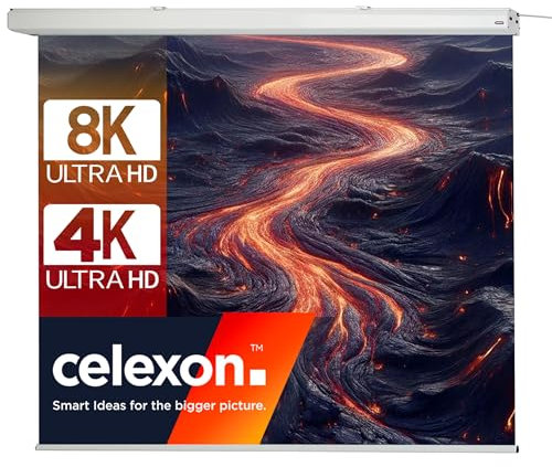 celexon Expert Motor-Leinwand 155 | 280x280 cm 1:1 | elektrische 8K, Full-HD Beamer-Leinwand für Ihre Heimkino- oder Büro-Präsentationen | zur Decken- & Wand-Montage | mit Fernbedienung