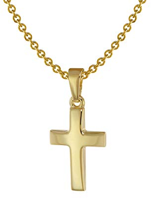 trendor Kreuz Anhänger für Kinder Gold 333 + Halskette Silber vergoldet 75692-38 38 cm