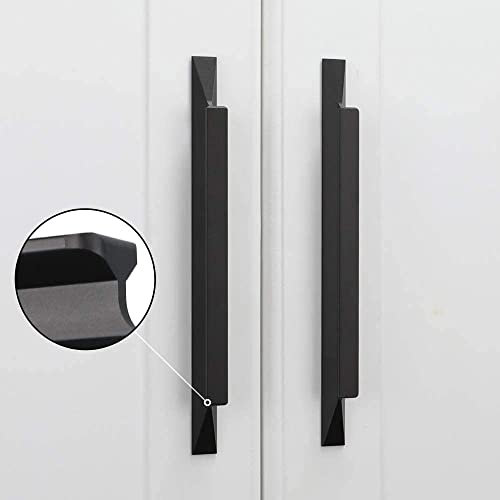 LONTAN 20 Pack Black Kitchen Door Handles 192mm Kitchen Cabinet Black Cupboard Handles for Aluminum Alloy Wardrobe Bathroom Shower Drawer Pulls