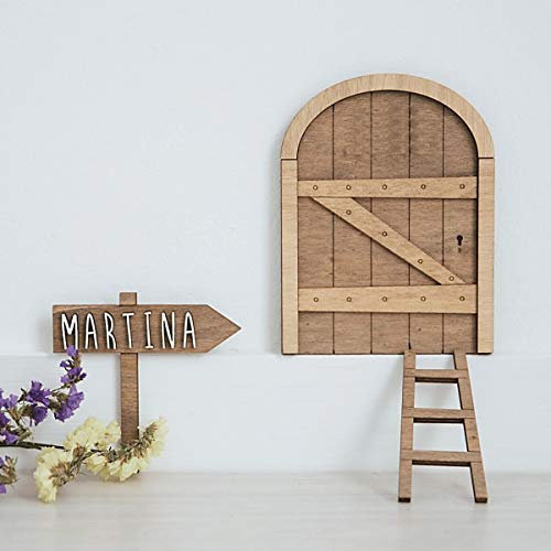 LolaPix Puerta ratoncito Perez Personalizada con Nombre. Puerta mágica de Madera ratón Perez. Regalo Original para niño y niña.