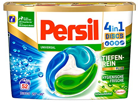 Persil Universal 4in1 Discs (52 Waschladungen), Vollwaschmittel mit Tiefenrein-Plus Technologie und langanhaltender Frische, Waschmittel für leuchtende Farben