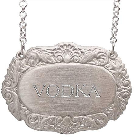Large Pewter Decanter Label on Chain (Vodka)