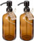ALTGLAS Distributeur de Savon Liquide 'Sarajevo' en Verre Marron - 2 Pièces Bouteille de 500 ML avec Pompe en Acier INOX Noir