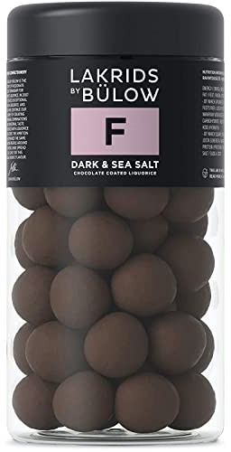 LAKRIDS BY BÜLOW - F - Dark & Sea Salt - 295g - Dänische Gourmet Lakritz-Kugeln - Süßer Lakritzkern umhüllt von Dunkler Schokolade & Meersalzflocken