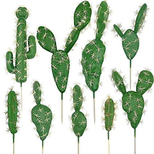 Woohome 9 Stück Künstliche Sukkulenten Blumen Pflanzen, Sukkulenten Künstlich Kaktus Stiele Heimdeko Innenbereich Garten DIY Zubehör für Zuhause Indoor Fairy Garden Dekorationelk