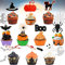 Halloween Cupcake Toppers 40 Stück, Muffin Deko, Halloween Kuchendekoration Muster+ Kunststoffstange+Klebepunkt, Kürbis kuchendeko, für Cupcake Dekorationen