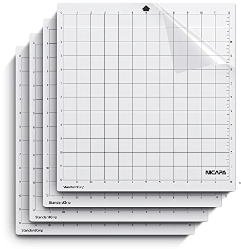 Nicapa Schneidematte für Silhouette Cameo 4/3/2/1, [Standardgrip 30.5CM x30.5CM,4 STK] klebriges flexibles rutschfeste Ersatzzubehör Matten für Silhouette Cameo