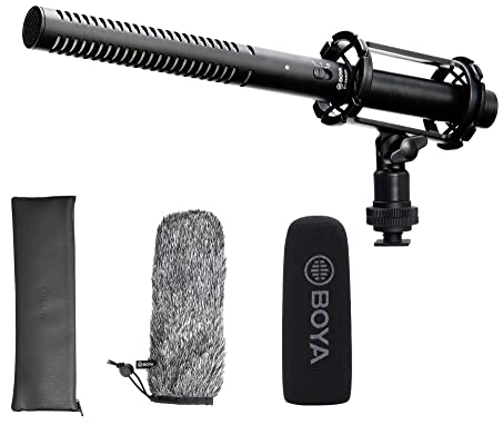 BOYA Microfono XLR, Microfono Shotgun BY-BM6060 con Antiurto Microfono Antivento per Fotocamera DSLR Microfoni Professionali a Condensatore Esterno per Video Intervista ENG Film