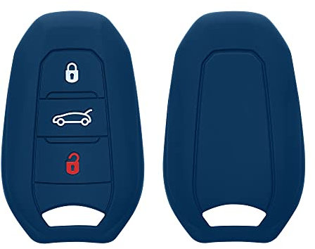 kwmobile Accessoire clé de Voiture Compatible avec Peugeot Citroen Smartkey (Keyless Go Uniquement) 3-Bouton - Coque en Silicone Souple pour Clef de Voiture Bleu foncé