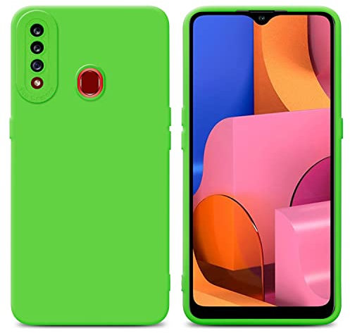 Cadorabo Hülle kompatibel mit Samsung Galaxy A20s Schutzhülle TPU Silikon Case Liquid Design mit Kameraschutz Slim Kratzfest Weiche Gummi mit Rundumschutz Case Hülle für Galaxy A20s in Grün