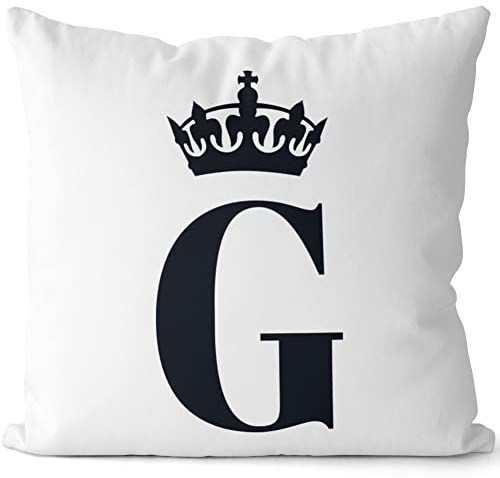 JUNIWORDS Kissen, Krone mit Buchstabe G, Weiß-Schwarz, 2-farbig (1007525)