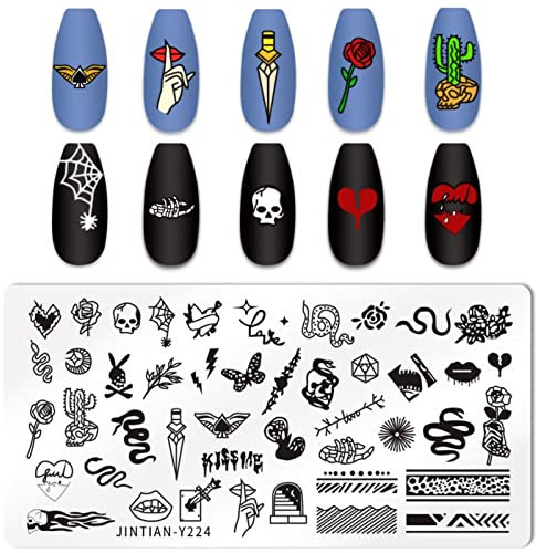 RUNRAYAY Nail Art Stempel Platte Schlange Serie, Nagel Stempel Platten Vorlage Bild Platte Nagelkunst DIY Dekoration Werkzeug Schlange Lippen Blume