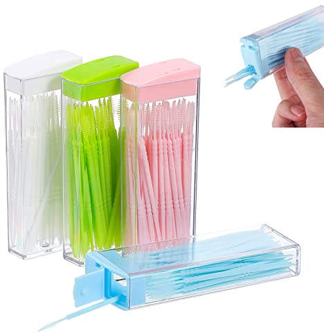 Palillos De Dientes De Plástico, Dientes De Plástico De Doble Extremo, 200 Piezas Palillos De Dientes De Plástico De Doble, Palillos Interdentales, Palillos Dentales De Plastico(Color Aleatorio)