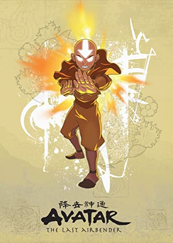 Displate Offiziell Avatar The Last Airbender MetallPoster Magnetische Befestigung Inklusive Lizenziert Bilder Hochwertiges Poster Characters - Aang Firebending 45 cm x 32 cm