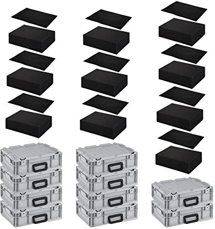 PROREGAL SparSet 10x Eurobox NextGen Portable mit Rasterschaumstoff & Schaumstoffeinlage | HxBxT 13,5x30x40cm | 11 Liter | Eurobehälter, Transportbox, Transportbehälter, Stapelbehälter