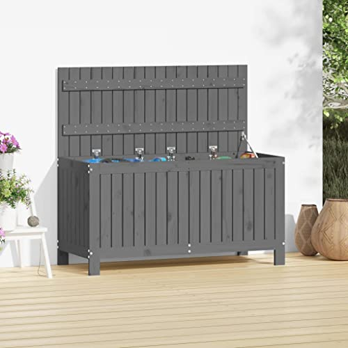 INLIFE Gartentruhe Grau 115x49x60 cm Massivholz Kiefer,20.3kg,823838