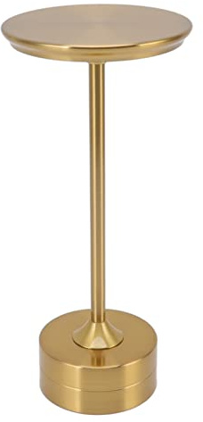 Trådlös bord uppladdningsbar, bärbar USB metall skrivbord, 3 nivåer ljusstyrka LED metall USB-bord för restaurang sovrum utomhus bar kafé (guld)