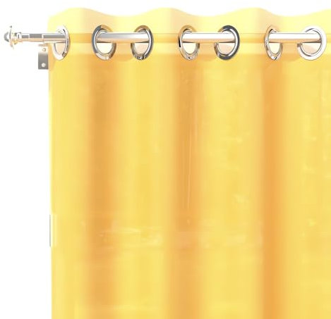 Soleil d'ocre, Alix Voilage à Oeillets, Polyester, Jaune radieux, 135x180 cm